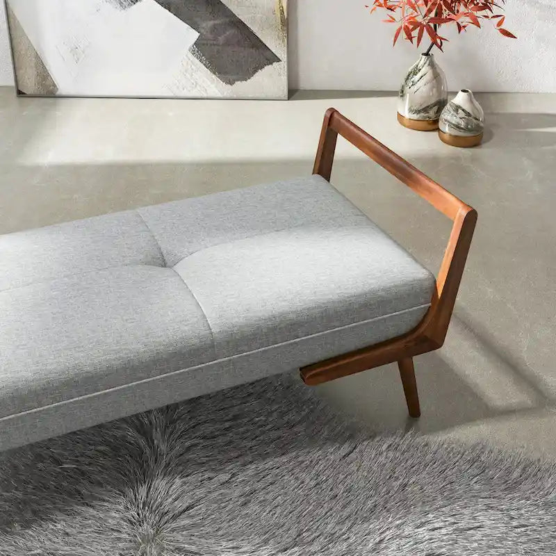 Banc Donatello moderne du milieu du siècle en tissu gris