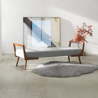 Banc Donatello moderne du milieu du siècle en tissu gris