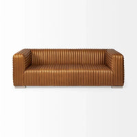 Canapé Ricciardo en cuir véritable couleur cognac - 86,6L x 38,6l x 26,4H