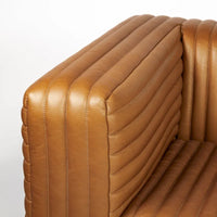 Canapé Ricciardo en cuir véritable couleur cognac - 86,6L x 38,6l x 26,4H