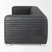 Canapé Ricciardo en cuir véritable couleur cognac - 86,6L x 38,6l x 26,4H