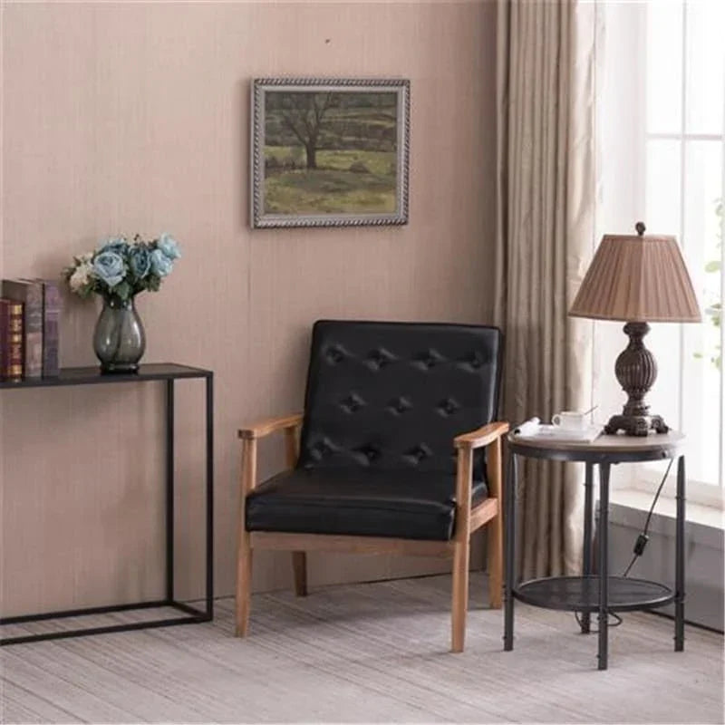 Fauteuil rétro moderne en similicuir noir