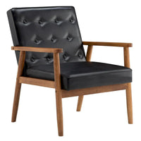 Fauteuil rétro moderne en similicuir noir