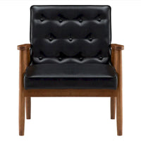 Fauteuil rétro moderne en similicuir noir