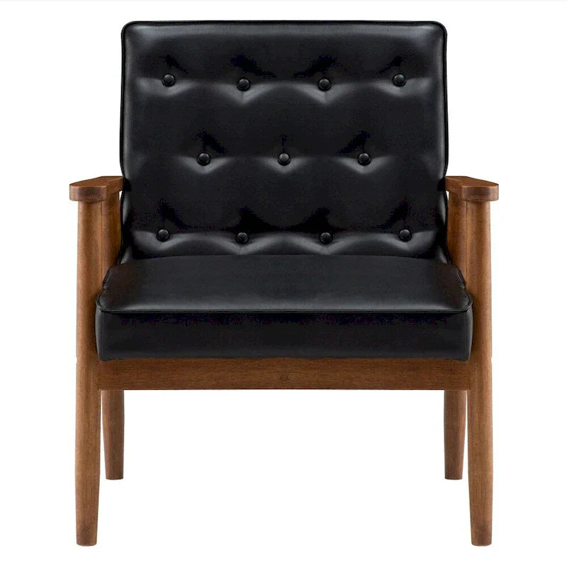 Fauteuil rétro moderne en similicuir noir