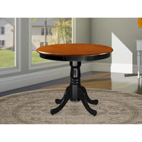 Table à manger de cuisine East West Furniture - un plateau rond en bois massif avec base à pied, 36x36 pouces, (options de finition)