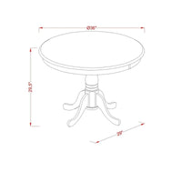 Table à manger de cuisine East West Furniture - un plateau rond en bois massif avec base à pied, 36x36 pouces, (options de finition)