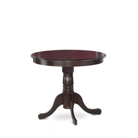 Table à manger de cuisine East West Furniture - un plateau rond en bois massif avec base à pied, 36x36 pouces, (options de finition)
