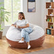 Ohnstad Pouf moderne 5 pieds bicolore en tissu et similicuir par Christopher Knight Home