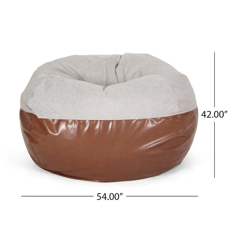 Ohnstad Pouf moderne 5 pieds bicolore en tissu et similicuir par Christopher Knight Home
