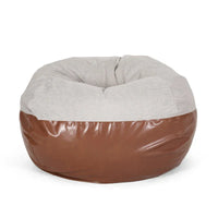 Ohnstad Pouf moderne 5 pieds bicolore en tissu et similicuir par Christopher Knight Home