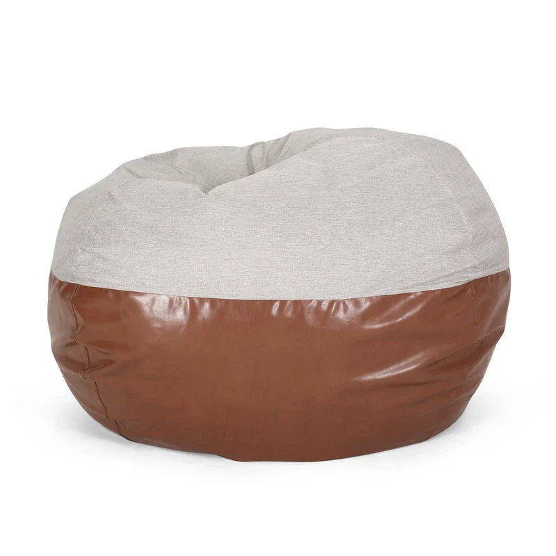 Ohnstad Pouf moderne 5 pieds bicolore en tissu et similicuir par Christopher Knight Home