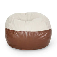 Ohnstad Pouf moderne 5 pieds bicolore en tissu et similicuir par Christopher Knight Home