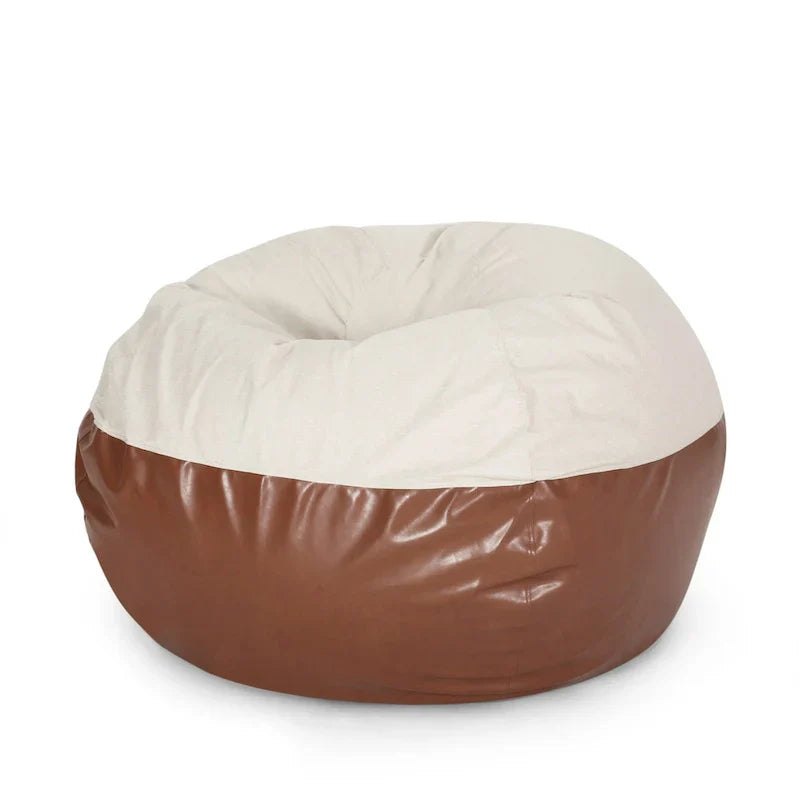 Ohnstad Pouf moderne 5 pieds bicolore en tissu et similicuir par Christopher Knight Home