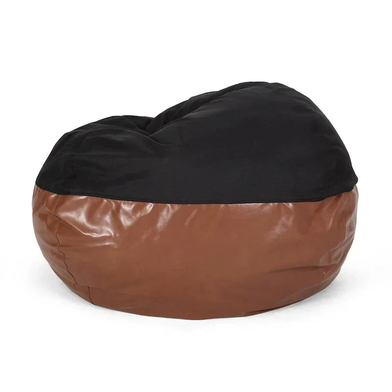 Ohnstad Pouf moderne 5 pieds bicolore en tissu et similicuir par Christopher Knight Home