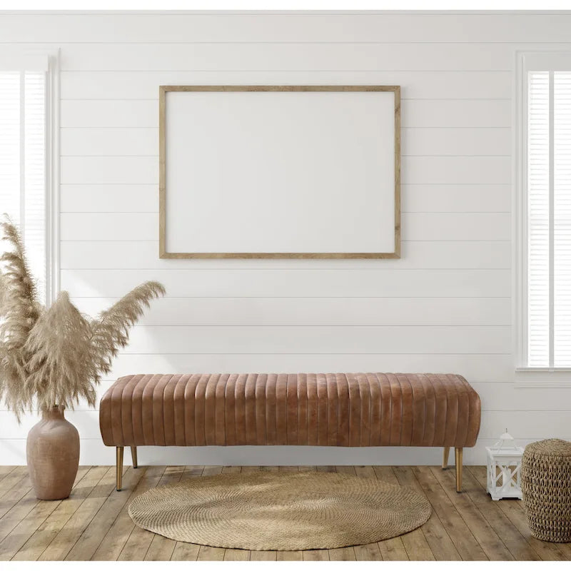 Banc moderne en cuir nervuré Aurelle Home