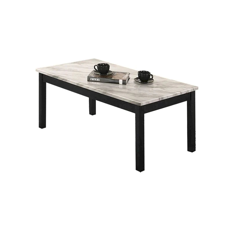 Table basse 3 pièces avec plateau en faux marbre