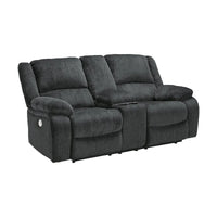 Draycoll Causeuse inclinable double électrique avec console, gris foncé - 40 x 70 x 40