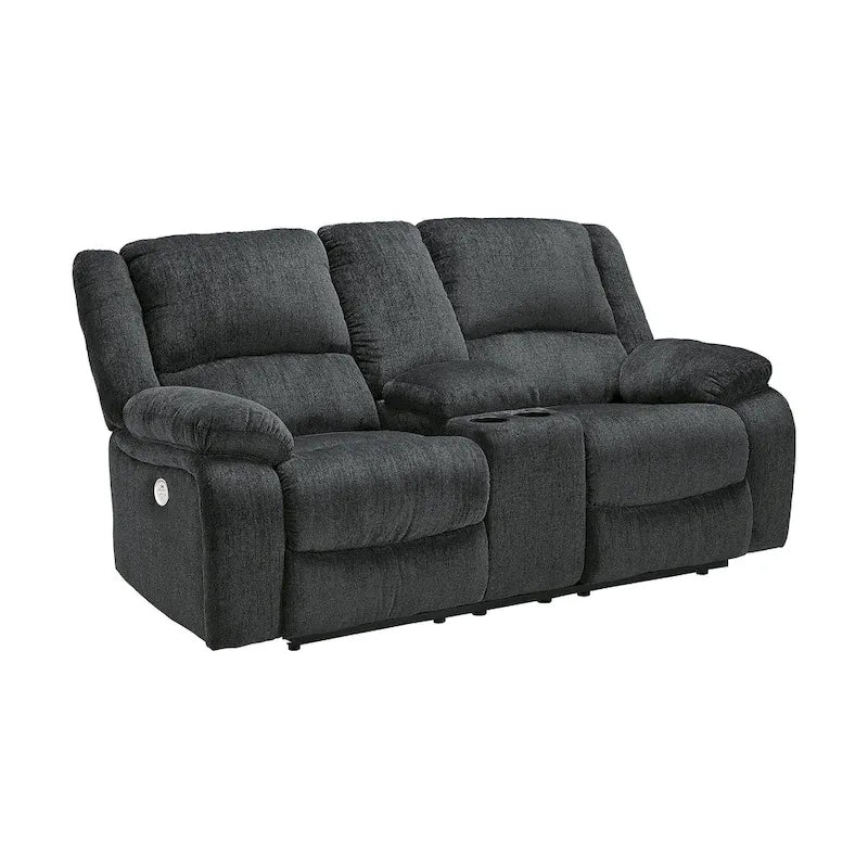 Draycoll Causeuse inclinable double électrique avec console, gris foncé - 40 x 70 x 40