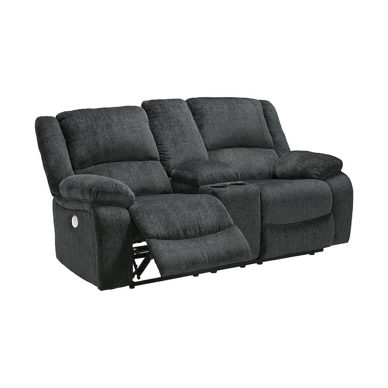 Draycoll Causeuse inclinable double électrique avec console, gris foncé - 40 x 70 x 40