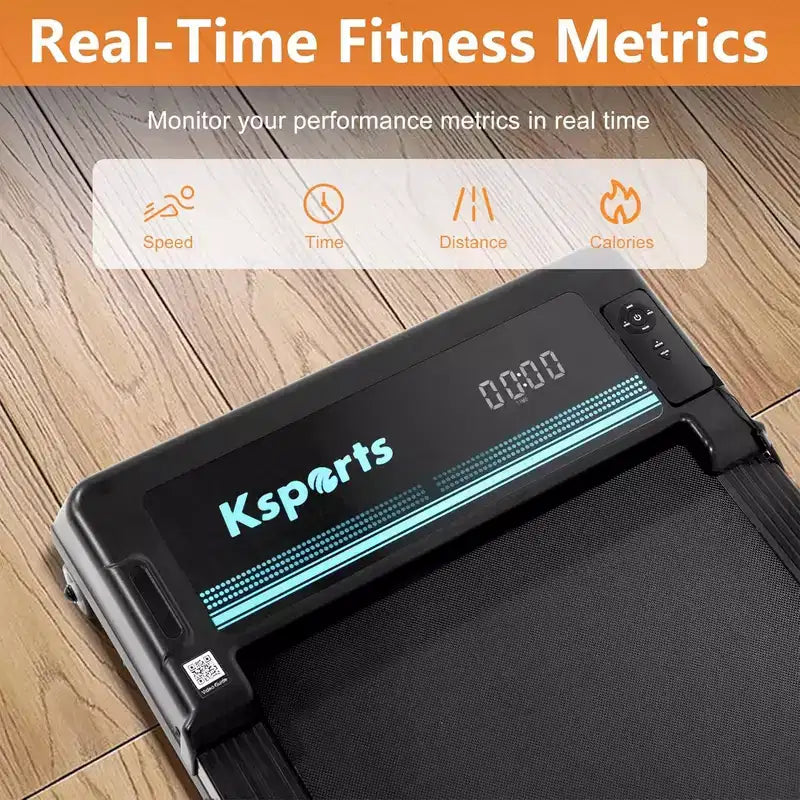Ksports Tapis de Course Électrique Pliant Professionnel 3 en 1, Ensemble d'Entraînement Cardio et Musculation pour la Maison avec Tapis d'Abdominaux, Sangle pour Sit-ups, Bleu Marine