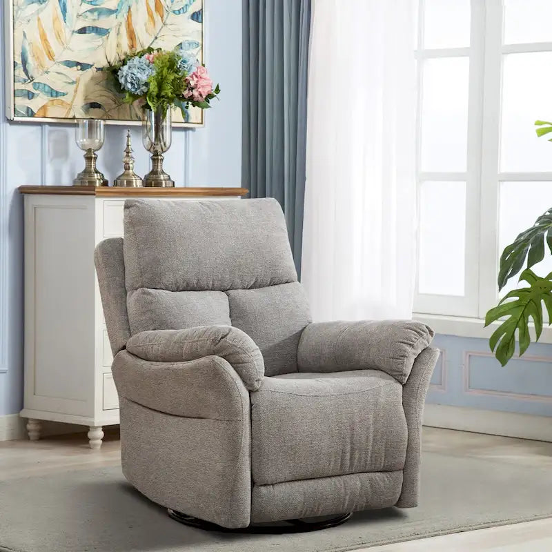 Fauteuil Inclinable Manuel à Bascule Pivotant Rembourré en Tissu Surdimensionné