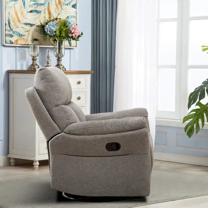 Fauteuil Inclinable Manuel à Bascule Pivotant Rembourré en Tissu Surdimensionné