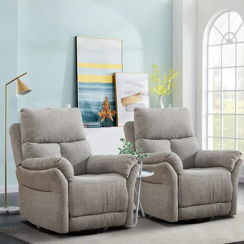 Fauteuil Inclinable Manuel à Bascule Pivotant Rembourré en Tissu Surdimensionné
