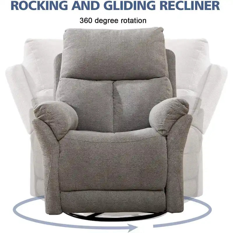 Fauteuil Inclinable Manuel à Bascule Pivotant Rembourré en Tissu Surdimensionné