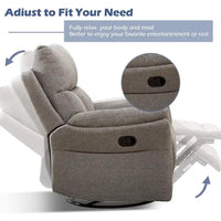 Fauteuil Inclinable Manuel à Bascule Pivotant Rembourré en Tissu Surdimensionné