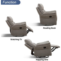 Fauteuil Inclinable Manuel à Bascule Pivotant Rembourré en Tissu Surdimensionné