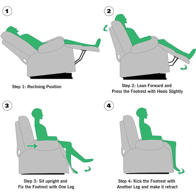 Fauteuil Inclinable Manuel à Bascule Pivotant Rembourré en Tissu Surdimensionné