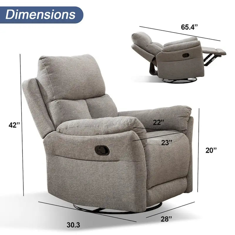 Fauteuil Inclinable Manuel à Bascule Pivotant Rembourré en Tissu Surdimensionné