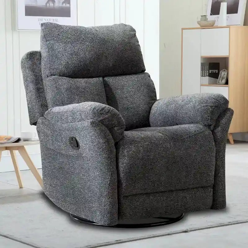 Fauteuil Inclinable Manuel à Bascule Pivotant Rembourré en Tissu Surdimensionné