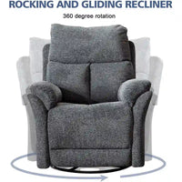Fauteuil Inclinable Manuel à Bascule Pivotant Rembourré en Tissu Surdimensionné