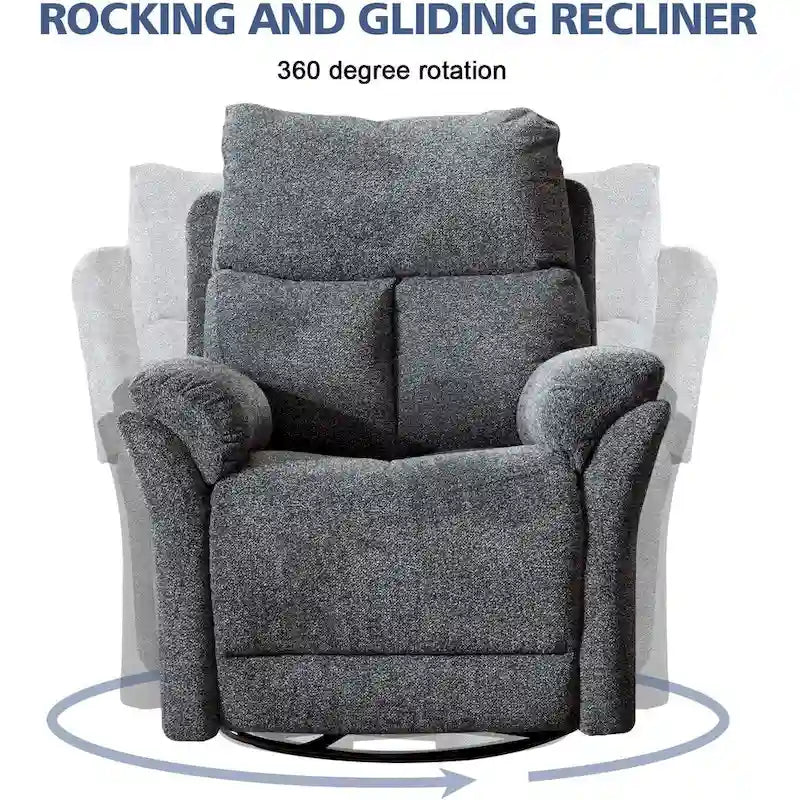 Fauteuil Inclinable Manuel à Bascule Pivotant Rembourré en Tissu Surdimensionné