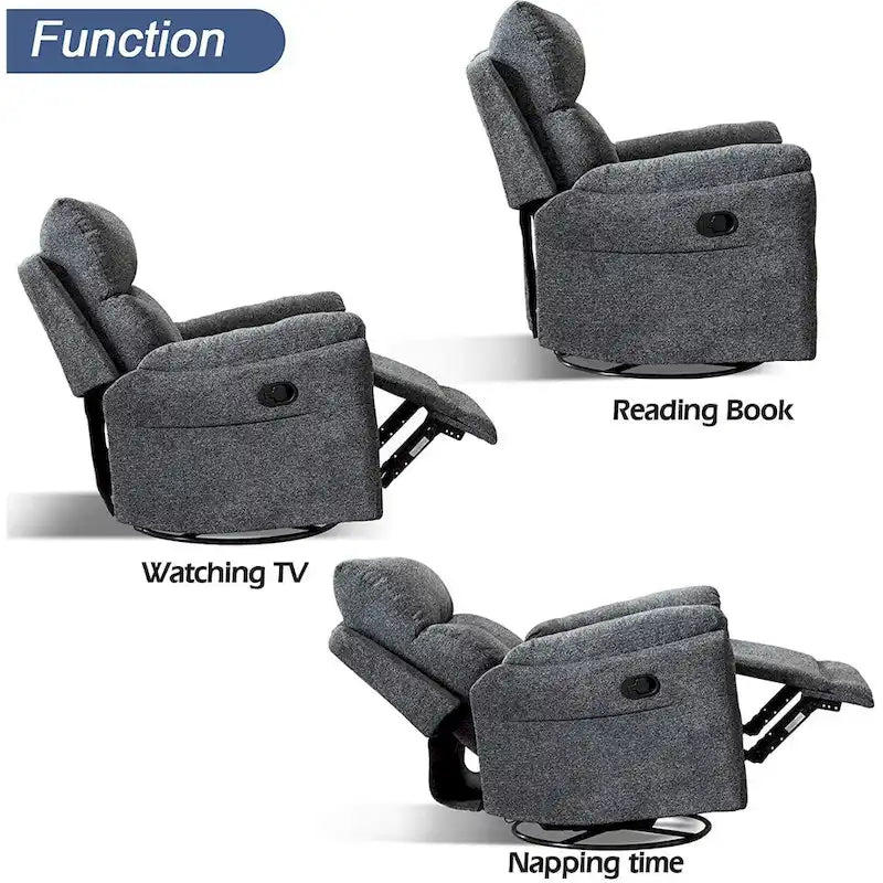 Fauteuil Inclinable Manuel à Bascule Pivotant Rembourré en Tissu Surdimensionné