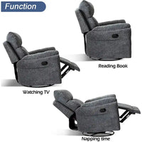 Fauteuil Inclinable Manuel à Bascule Pivotant Rembourré en Tissu Surdimensionné