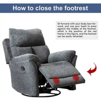 Fauteuil Inclinable Manuel à Bascule Pivotant Rembourré en Tissu Surdimensionné