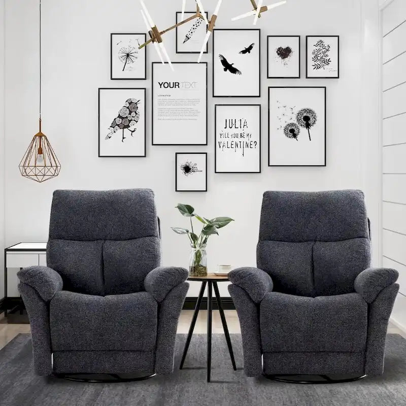 Fauteuil Inclinable Manuel à Bascule Pivotant Rembourré en Tissu Surdimensionné