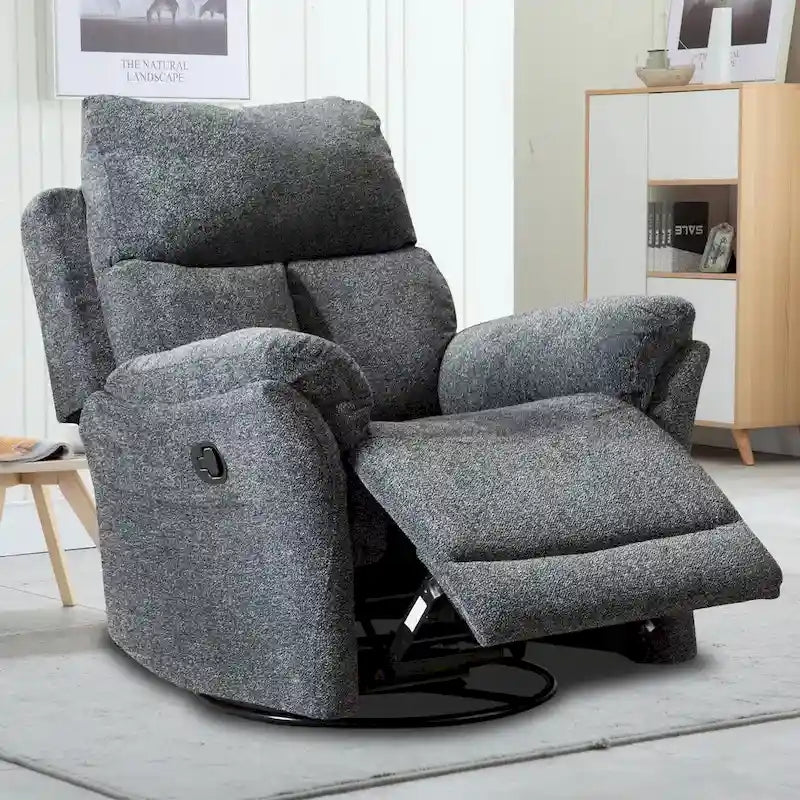 Fauteuil Inclinable Manuel à Bascule Pivotant Rembourré en Tissu Surdimensionné