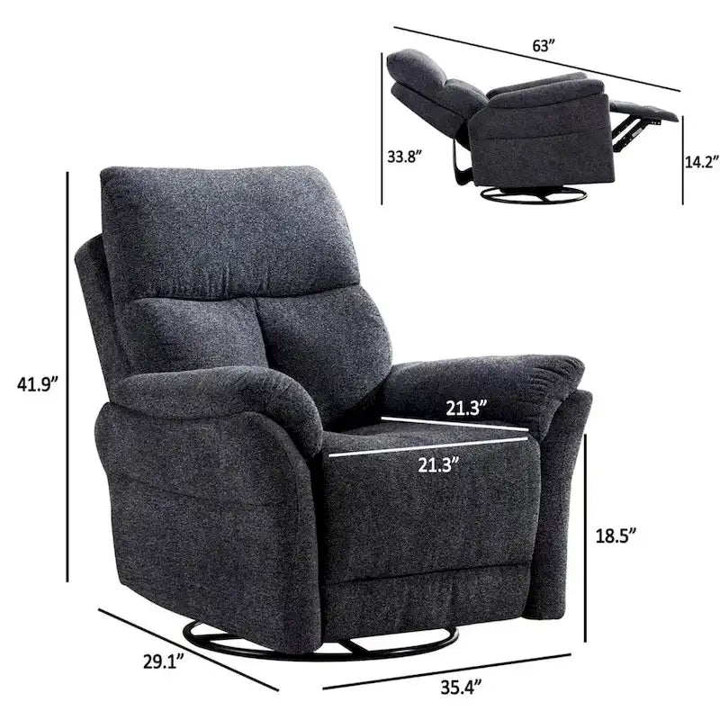 Fauteuil Inclinable Manuel à Bascule Pivotant Rembourré en Tissu Surdimensionné