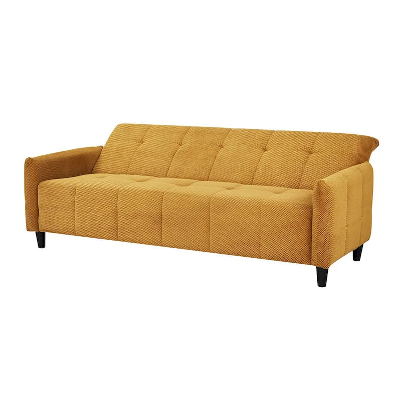 Canapé-lit capitonné grand biscuit A&B Home 79 pouces moutarde