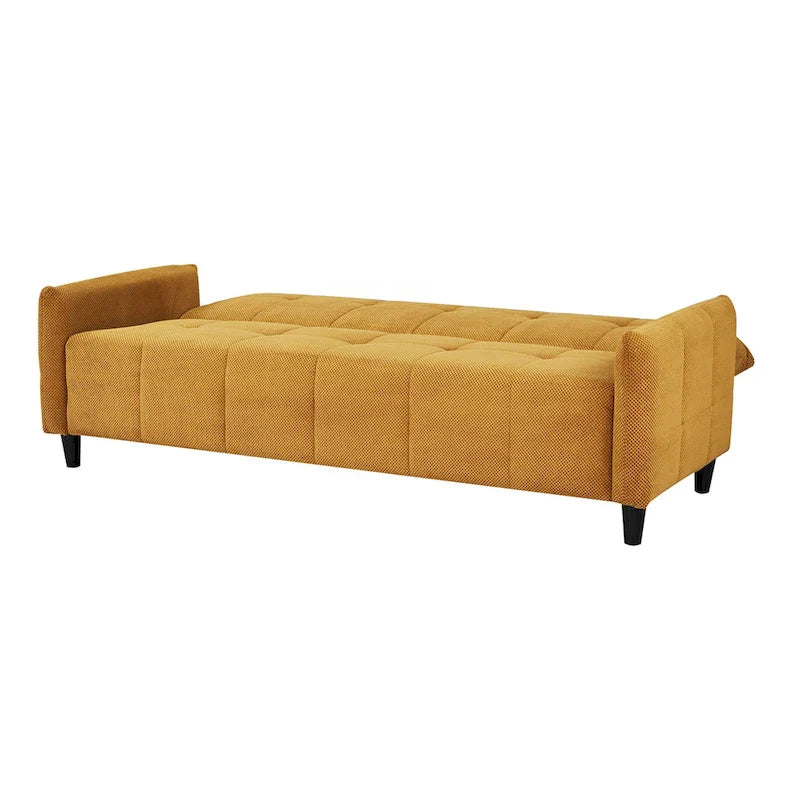 Canapé-lit capitonné grand biscuit A&B Home 79 pouces moutarde