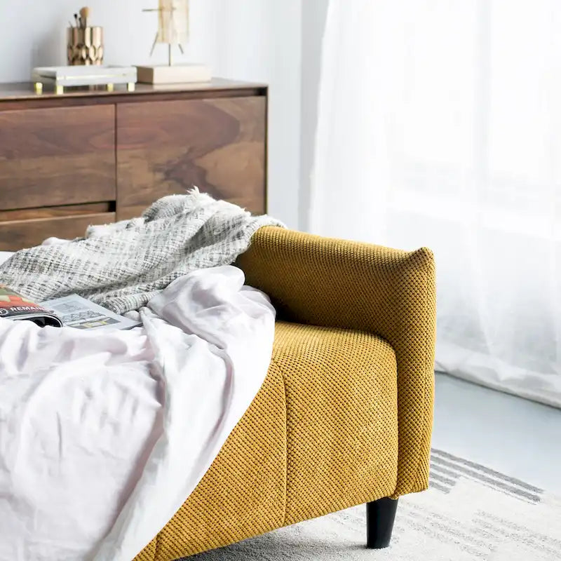 Canapé-lit capitonné grand biscuit A&B Home 79 pouces moutarde