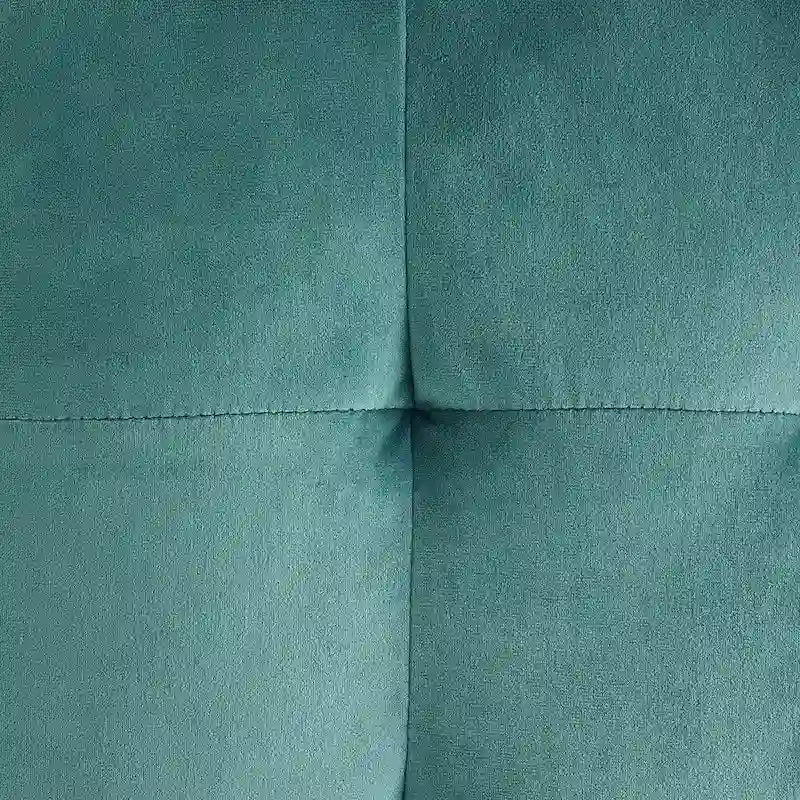Pouf Cube Rembourré en Velours Tufté Harmony Bleu Canard