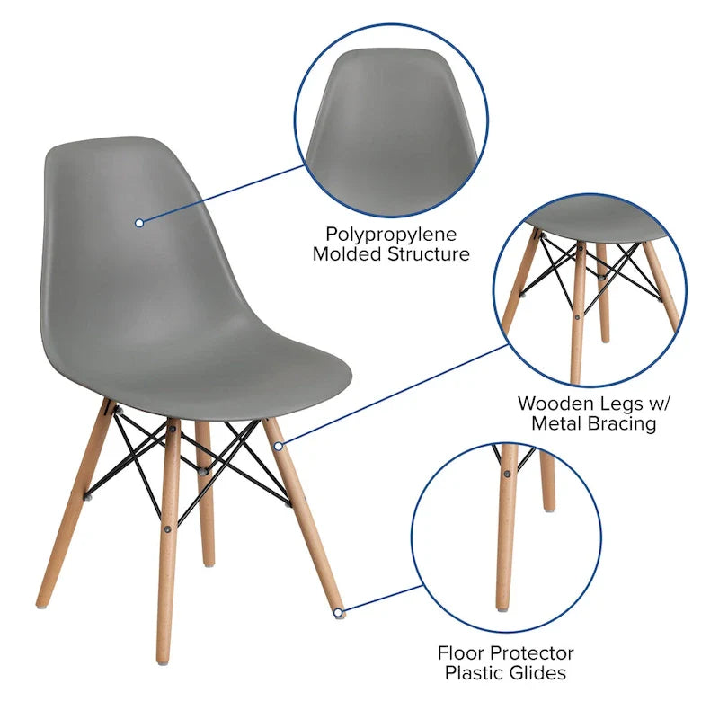 Chaise en plastique avec pieds en bois