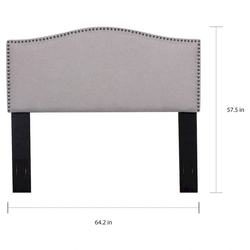Tête de lit rembourrée en tissu à clous décoratifs, Full/Queen