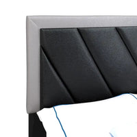 Cadre de lit rembourré diagonal Boyd Sleep Savona noir et gris