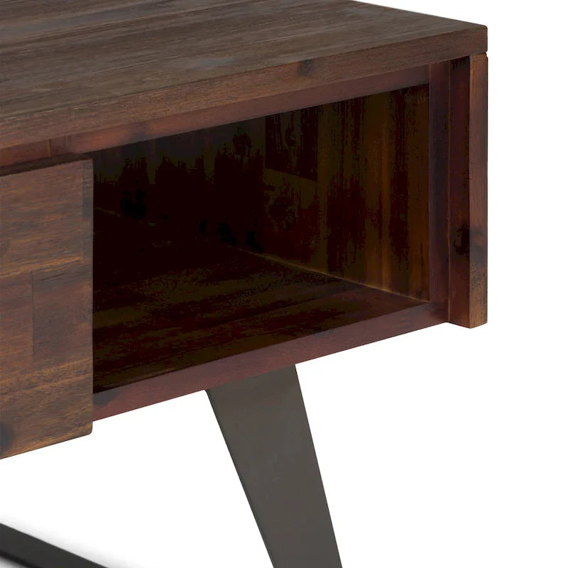Table basse moderne rectangulaire WYNDENHALL Mitchell en BOIS MASSIF et métal, 48 pouces de large - 48 L x 22 P x 18 H